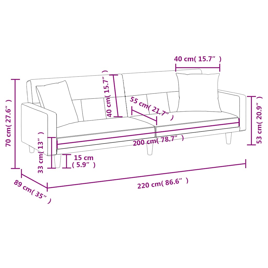 vidaXL Schlafsofa mit Kissen Taupe Stoff