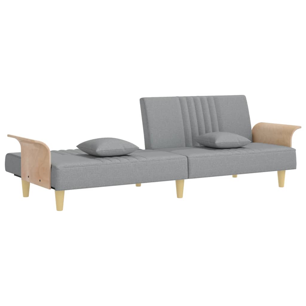 vidaXL Schlafsofa mit Armlehnen Hellgrau Stoff