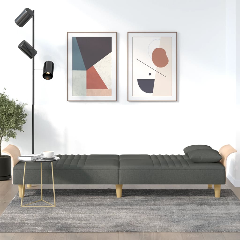vidaXL Canapé convertible avec accoudoirs Gris foncé Tissu