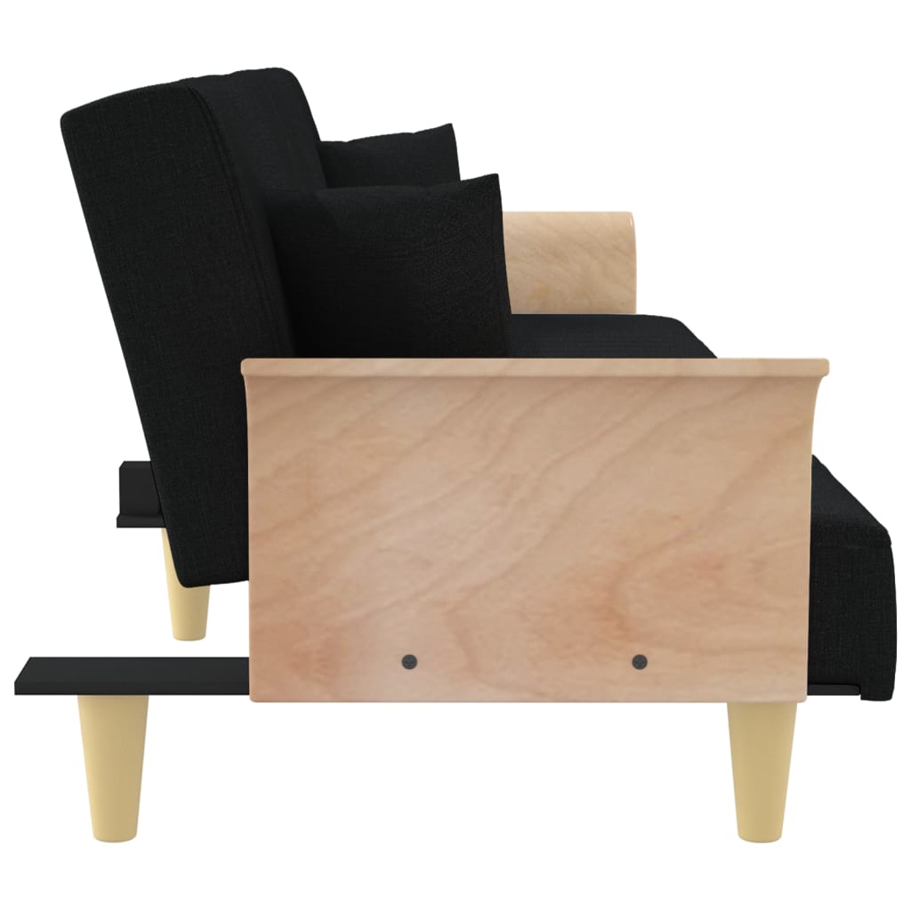 vidaXL Schlafsofa mit Armlehnen Schwarz Stoff