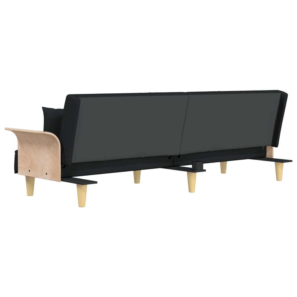 vidaXL Schlafsofa mit Armlehnen Schwarz Stoff