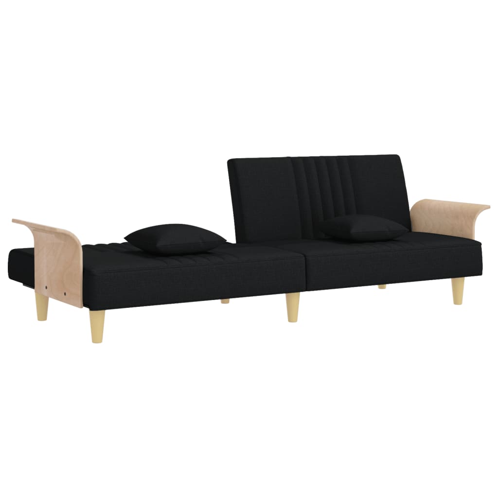 vidaXL Schlafsofa mit Armlehnen Schwarz Stoff