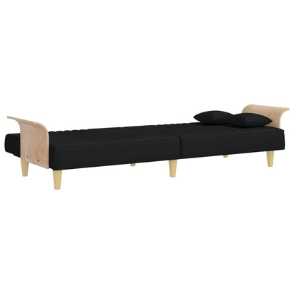 vidaXL Schlafsofa mit Armlehnen Schwarz Stoff