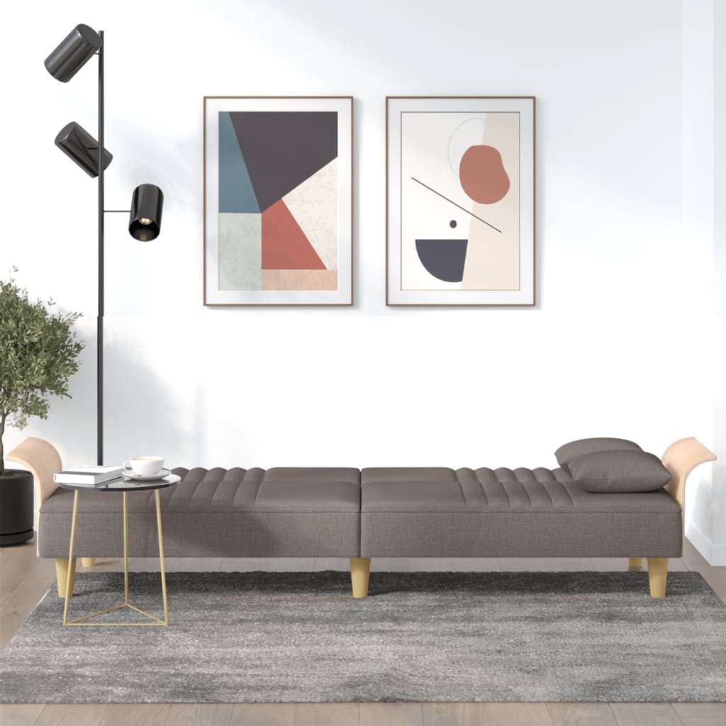 vidaXL Schlafsofa mit Armlehnen Taupe Stoff