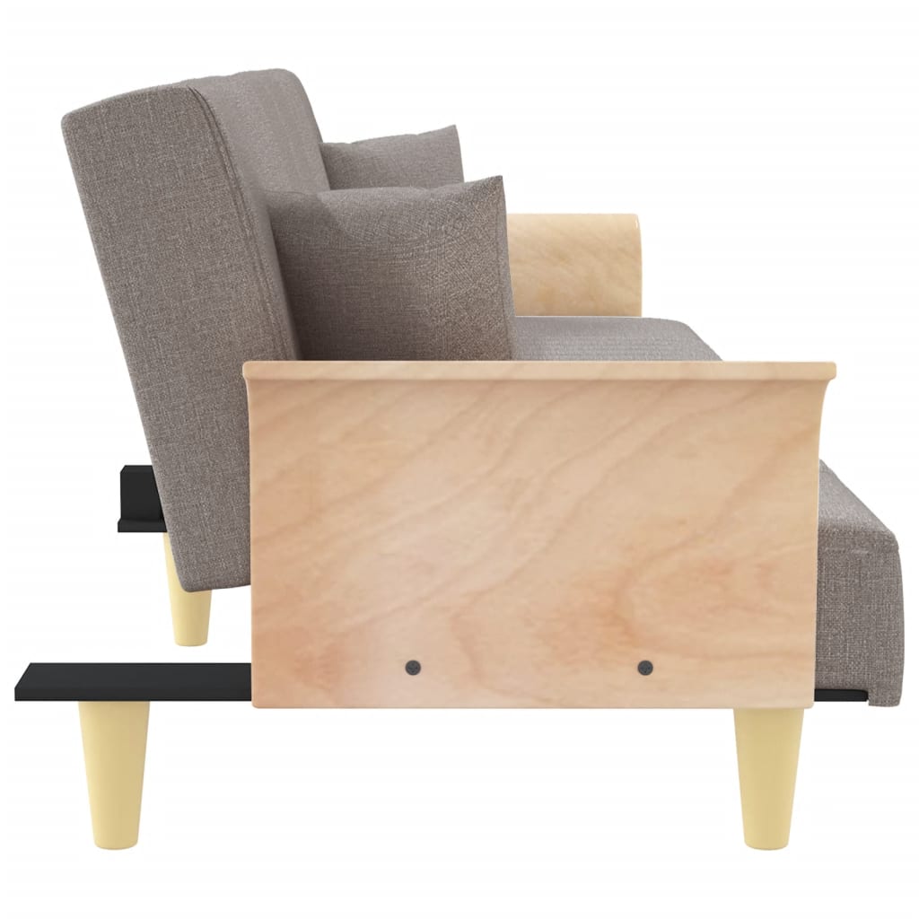 vidaXL Schlafsofa mit Armlehnen Taupe Stoff