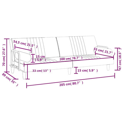 Schlafsofa mit Armlehnen Blau Samt