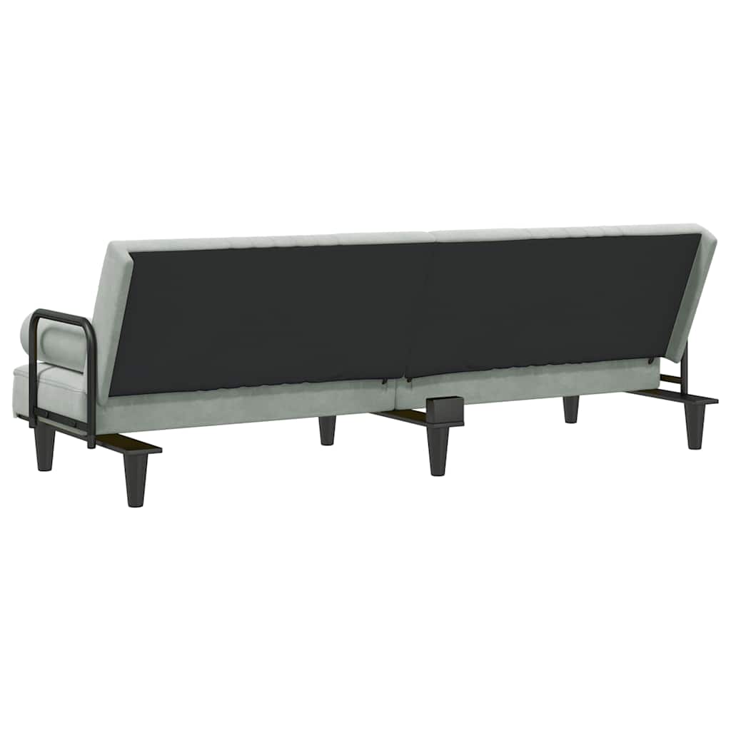 vidaXL Schlafsofa mit Armlehnen Hellgrau Samt