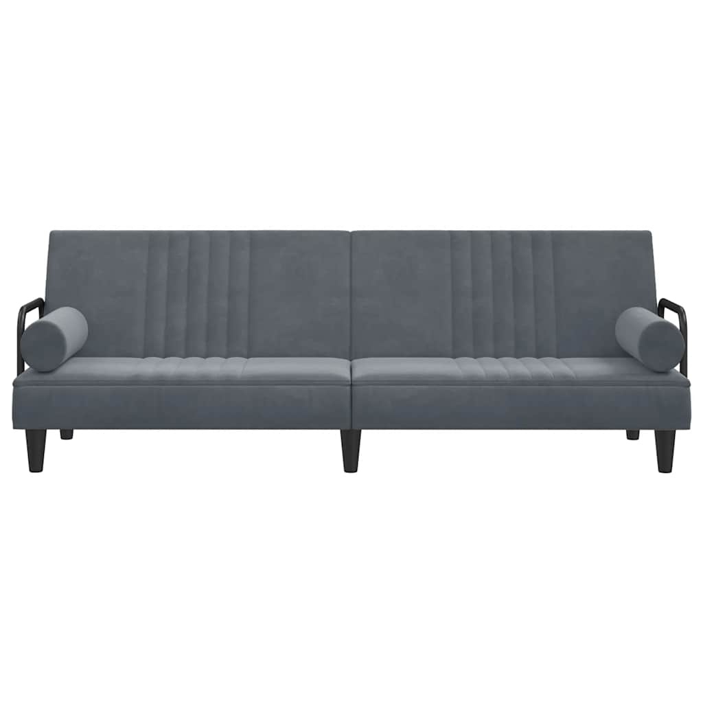 vidaXL Schlafsofa mit Armlehnen Dunkelgrau Samt
