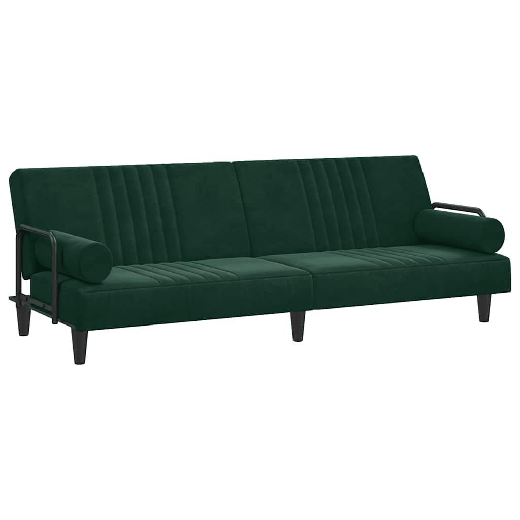 vidaXL Schlafsofa mit Armlehnen Dunkelgrün Samt