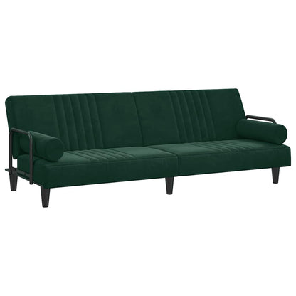 vidaXL Schlafsofa mit Armlehnen Dunkelgrün Samt