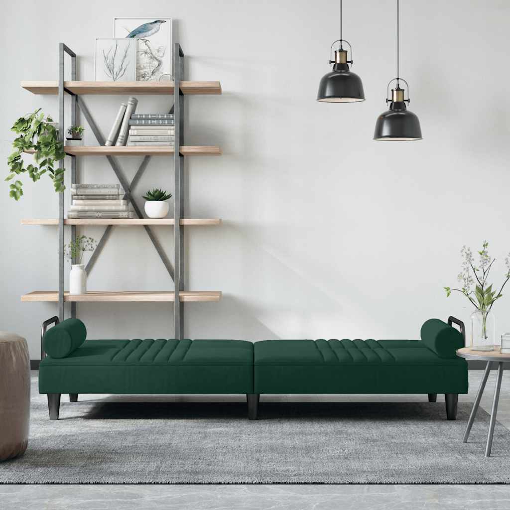 vidaXL Schlafsofa mit Armlehnen Dunkelgrün Samt