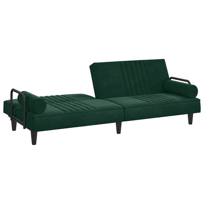 vidaXL Schlafsofa mit Armlehnen Dunkelgrün Samt