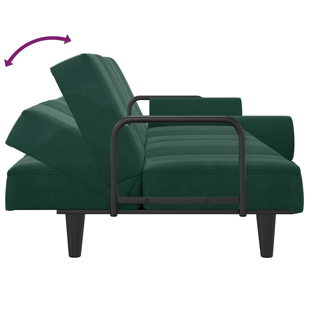 vidaXL Schlafsofa mit Armlehnen Dunkelgrün Samt