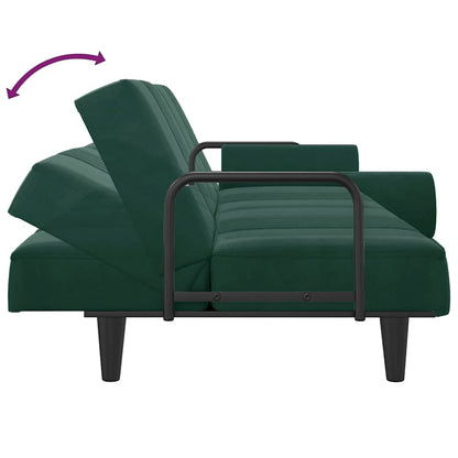 vidaXL Schlafsofa mit Armlehnen Dunkelgrün Samt