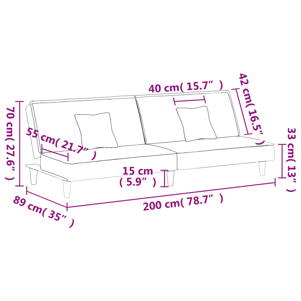 vidaXL Schlafsofa Creme Stoff