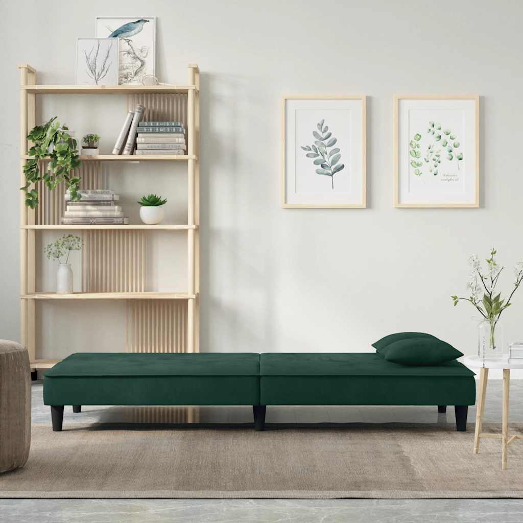 vidaXL Schlafsofa Dunkelgrün Samt