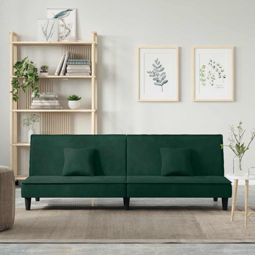 vidaXL Schlafsofa Dunkelgrün Samt