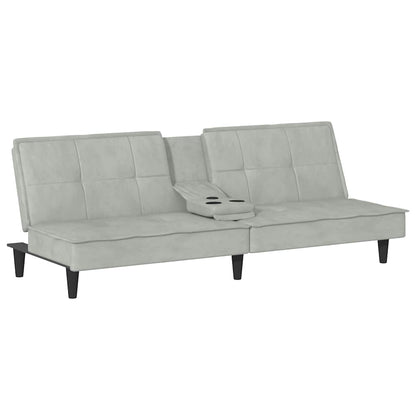 vidaXL Canapé convertible avec porte-gobelets Velours Gris clair