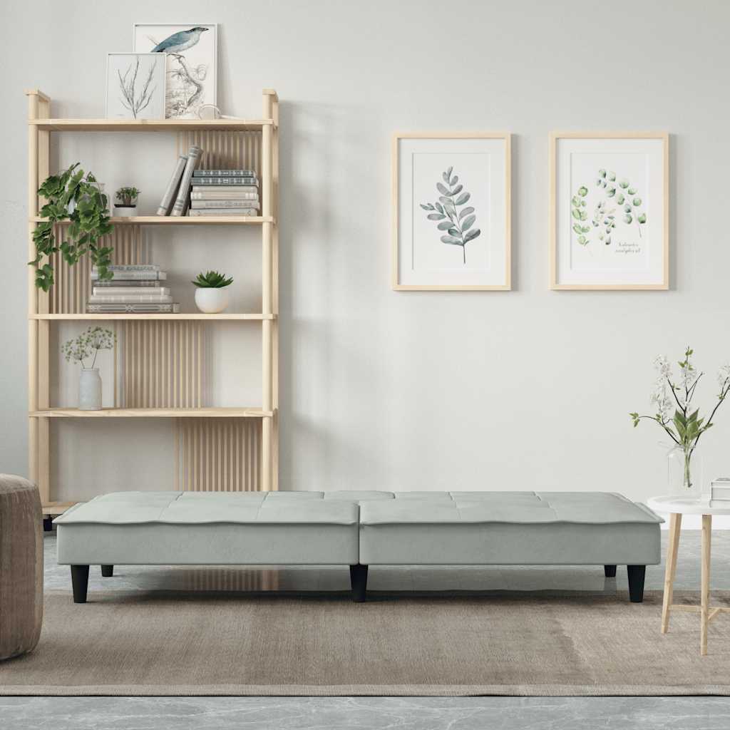vidaXL Canapé convertible avec porte-gobelets Velours Gris clair