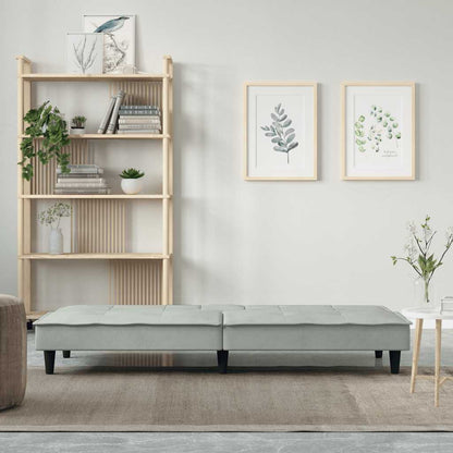 vidaXL Canapé convertible avec porte-gobelets Velours Gris clair
