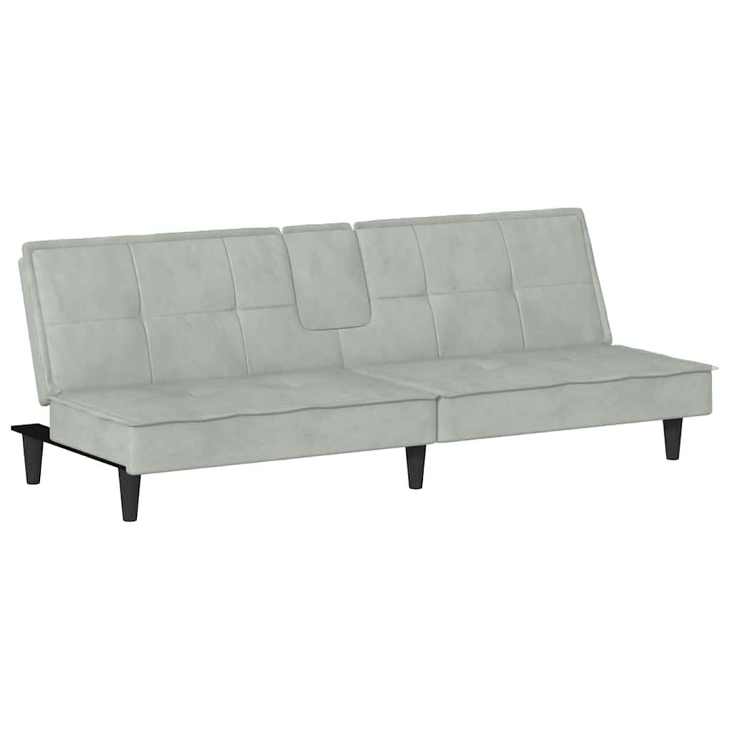 vidaXL Canapé convertible avec porte-gobelets Velours Gris clair