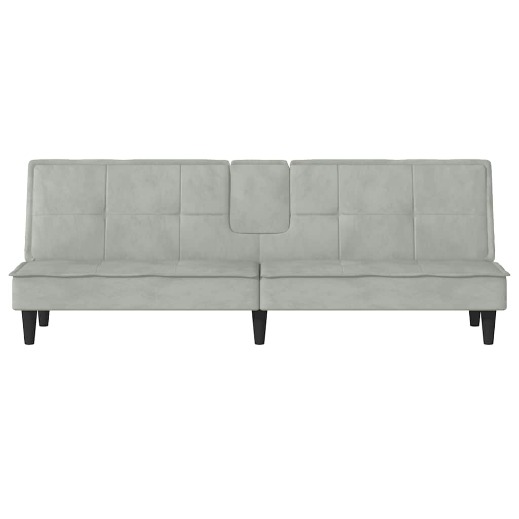 vidaXL Canapé convertible avec porte-gobelets Velours Gris clair