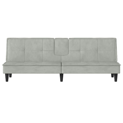 vidaXL Canapé convertible avec porte-gobelets Velours Gris clair