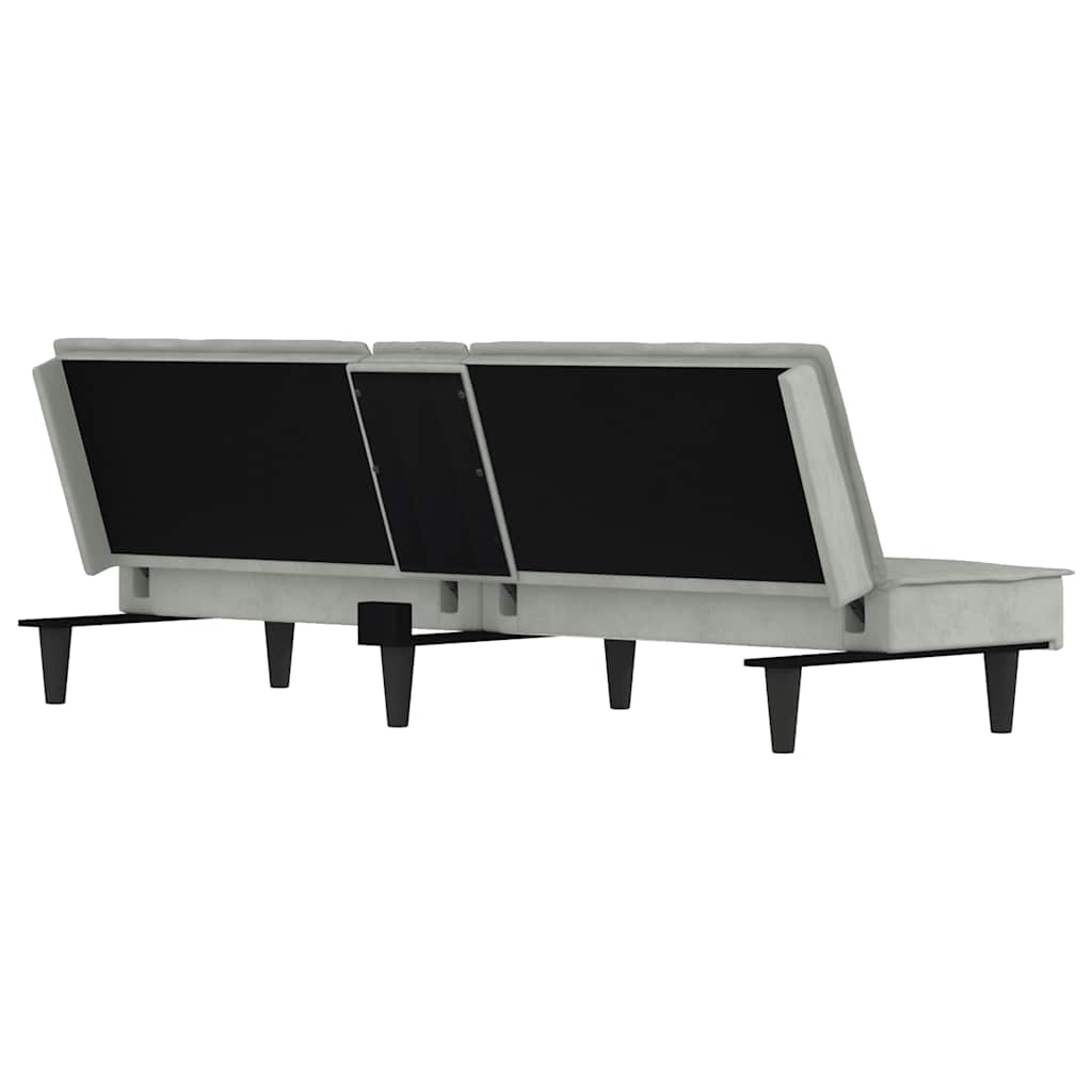vidaXL Canapé convertible avec porte-gobelets Velours Gris clair