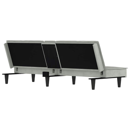 vidaXL Canapé convertible avec porte-gobelets Velours Gris clair