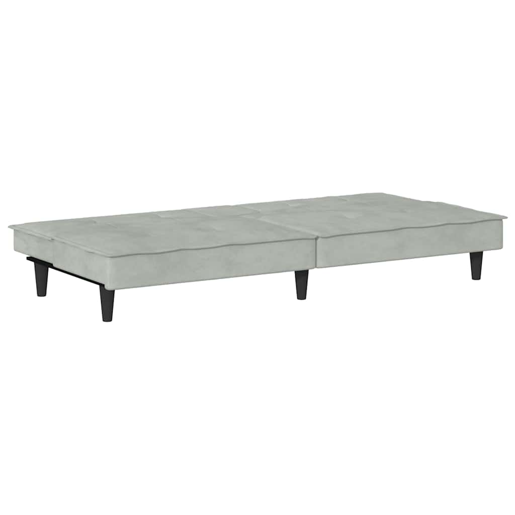 vidaXL Canapé convertible avec porte-gobelets Velours Gris clair