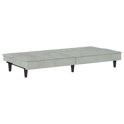 vidaXL Canapé convertible avec porte-gobelets Velours Gris clair