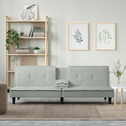 vidaXL Canapé convertible avec porte-gobelets Velours Gris clair