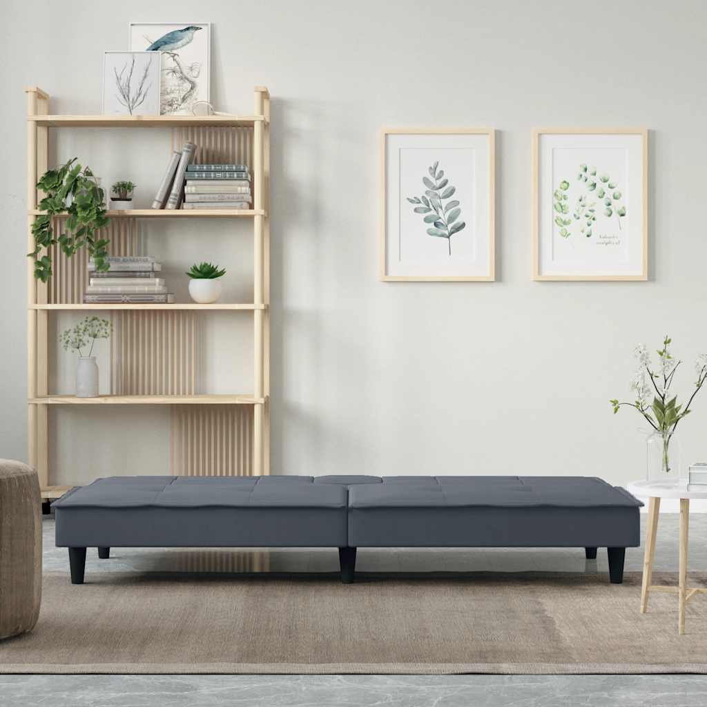vidaXL Schlafsofa mit Getränkehaltern Dunkelgrau Samt