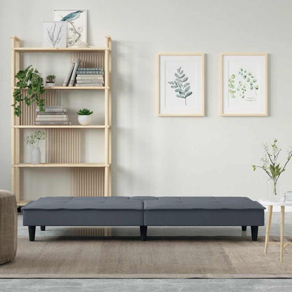 vidaXL Schlafsofa mit Getränkehaltern Dunkelgrau Samt