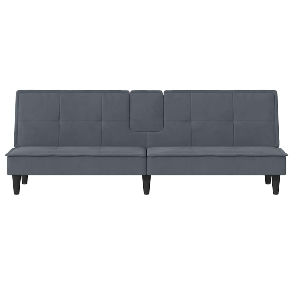 vidaXL Schlafsofa mit Getränkehaltern Dunkelgrau Samt