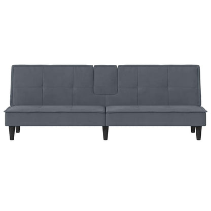 vidaXL Schlafsofa mit Getränkehaltern Dunkelgrau Samt