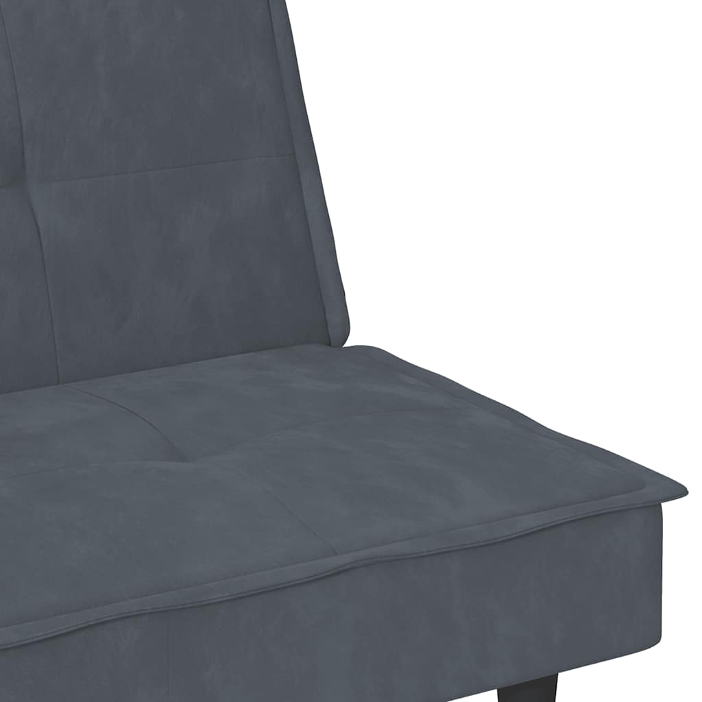 vidaXL Schlafsofa mit Getränkehaltern Dunkelgrau Samt