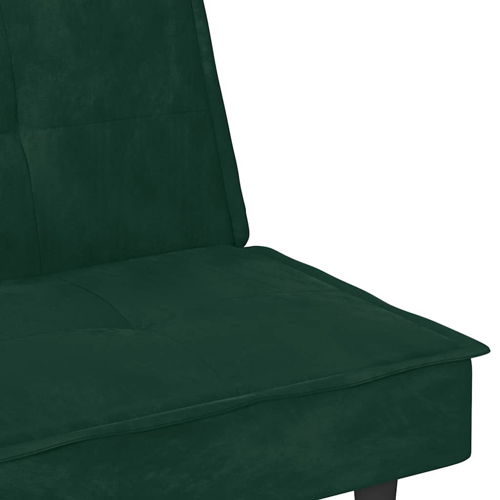 vidaXL Schlafsofa mit Getränkehaltern Dunkelgrün Samt
