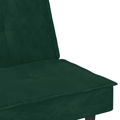 vidaXL Schlafsofa mit Getränkehaltern Dunkelgrün Samt
