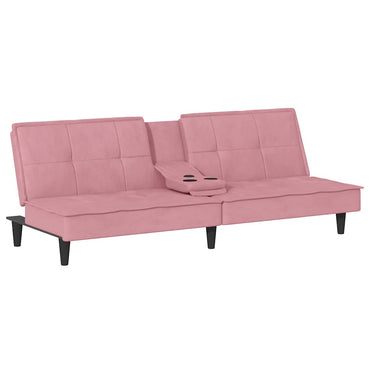 vidaXL Schlafsofa mit Getränkehaltern Rosa Samt