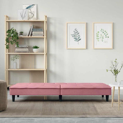 vidaXL Schlafsofa mit Getränkehaltern Rosa Samt