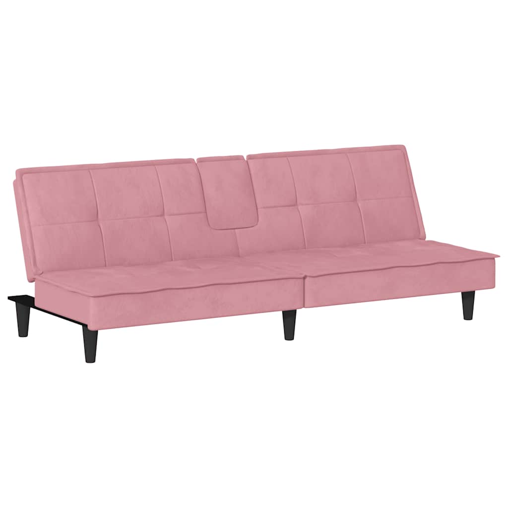 vidaXL Schlafsofa mit Getränkehaltern Rosa Samt