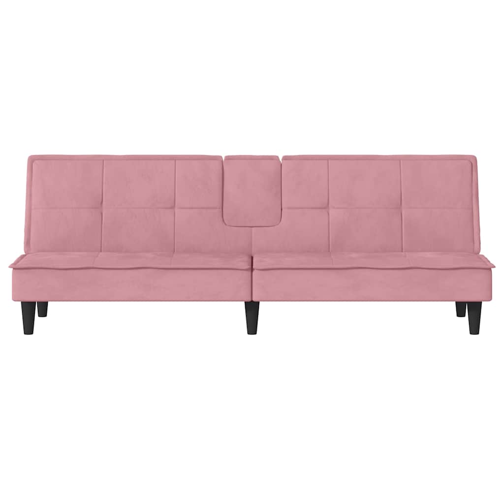 vidaXL Schlafsofa mit Getränkehaltern Rosa Samt