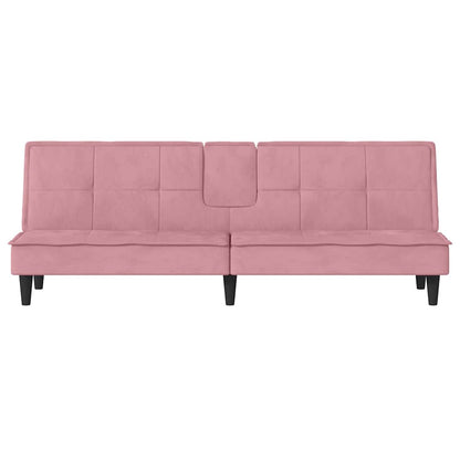 vidaXL Schlafsofa mit Getränkehaltern Rosa Samt