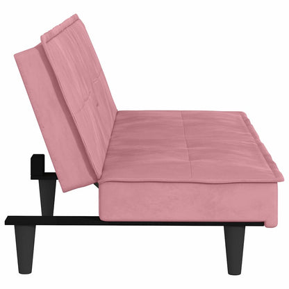vidaXL Schlafsofa mit Getränkehaltern Rosa Samt