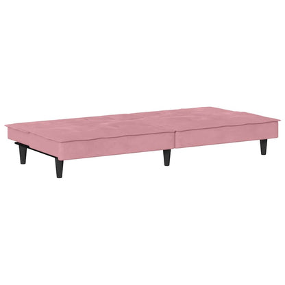 vidaXL Schlafsofa mit Getränkehaltern Rosa Samt