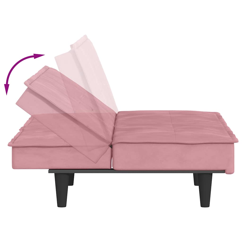 vidaXL Schlafsofa mit Getränkehaltern Rosa Samt