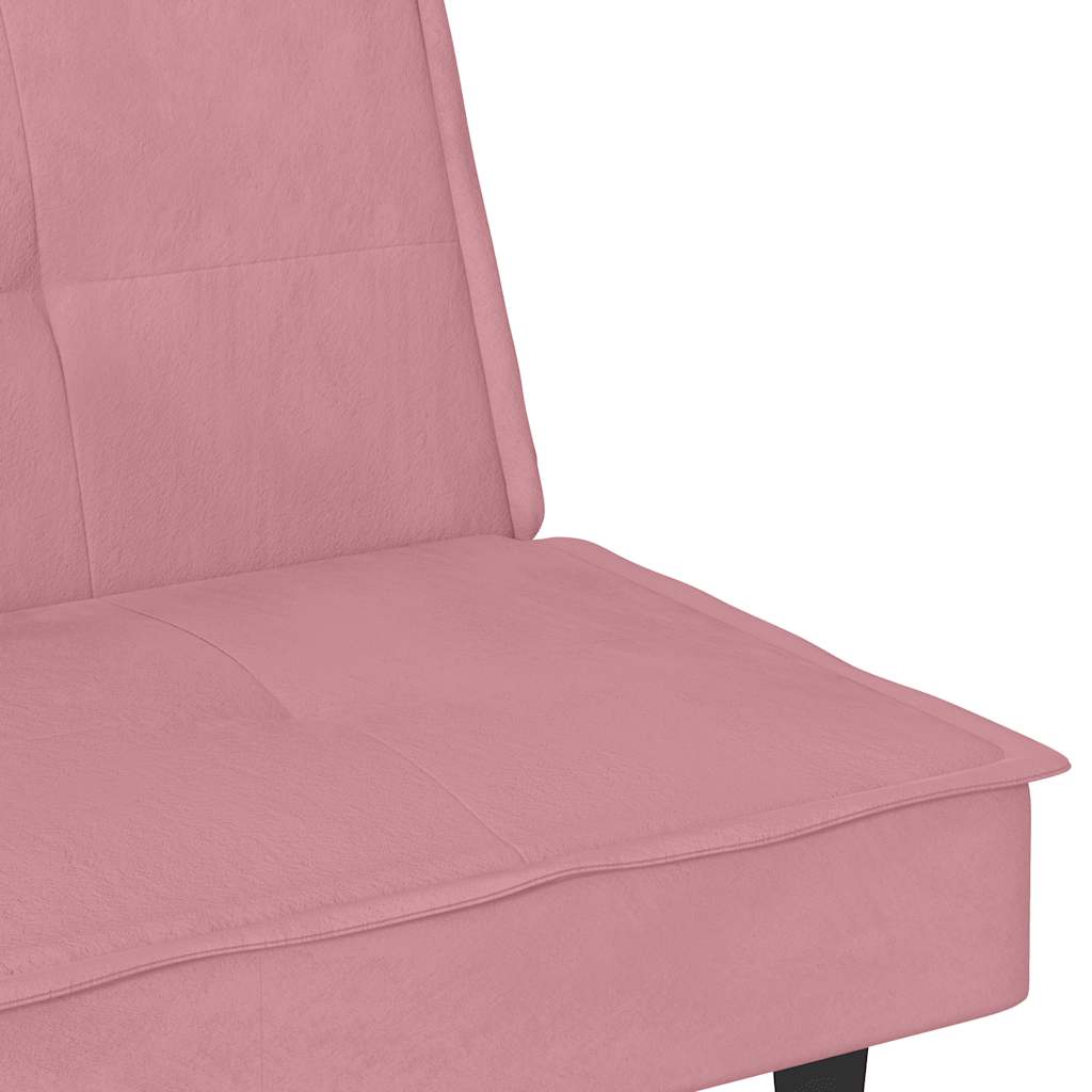 vidaXL Schlafsofa mit Getränkehaltern Rosa Samt
