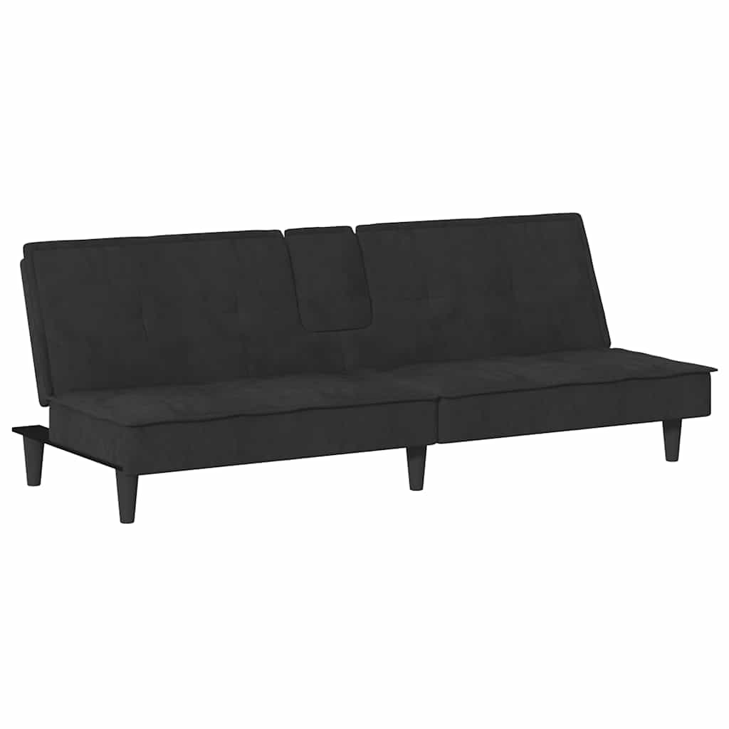 vidaXL Schlafsofa mit Getränkehaltern Schwarz Samt