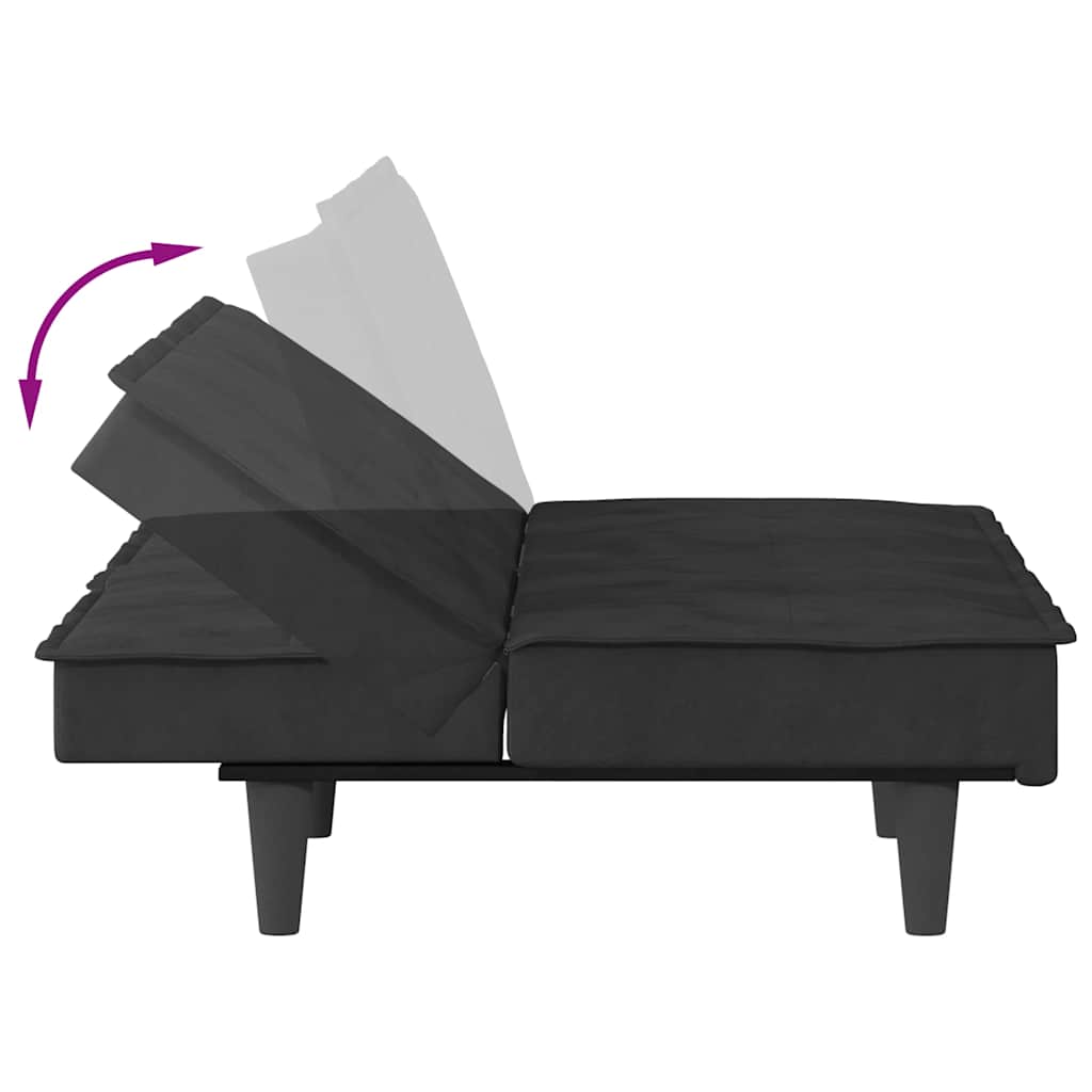 vidaXL Schlafsofa mit Getränkehaltern Schwarz Samt